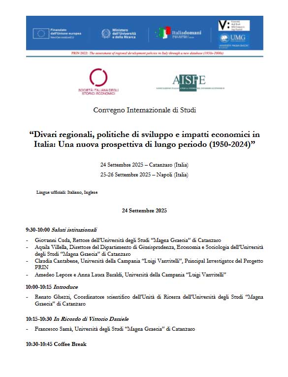 Divari regionaDivari regionali, politiche di sviluppo e impatti economici in Italia
