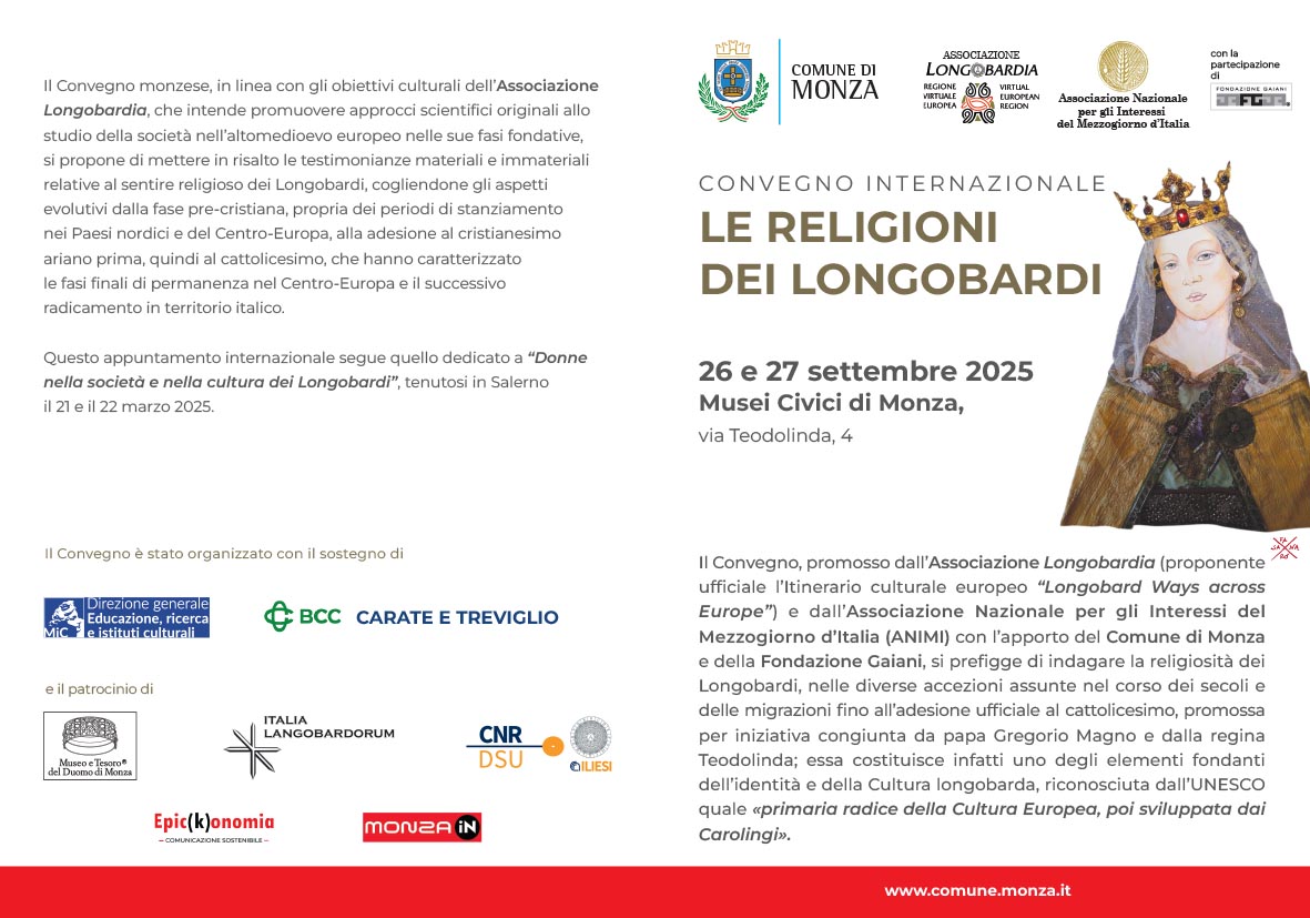 Le Religioni dei Longobardi - Convegno internazionale di Studi - Musei civici di Monza, 26 e 27 settembre 2025