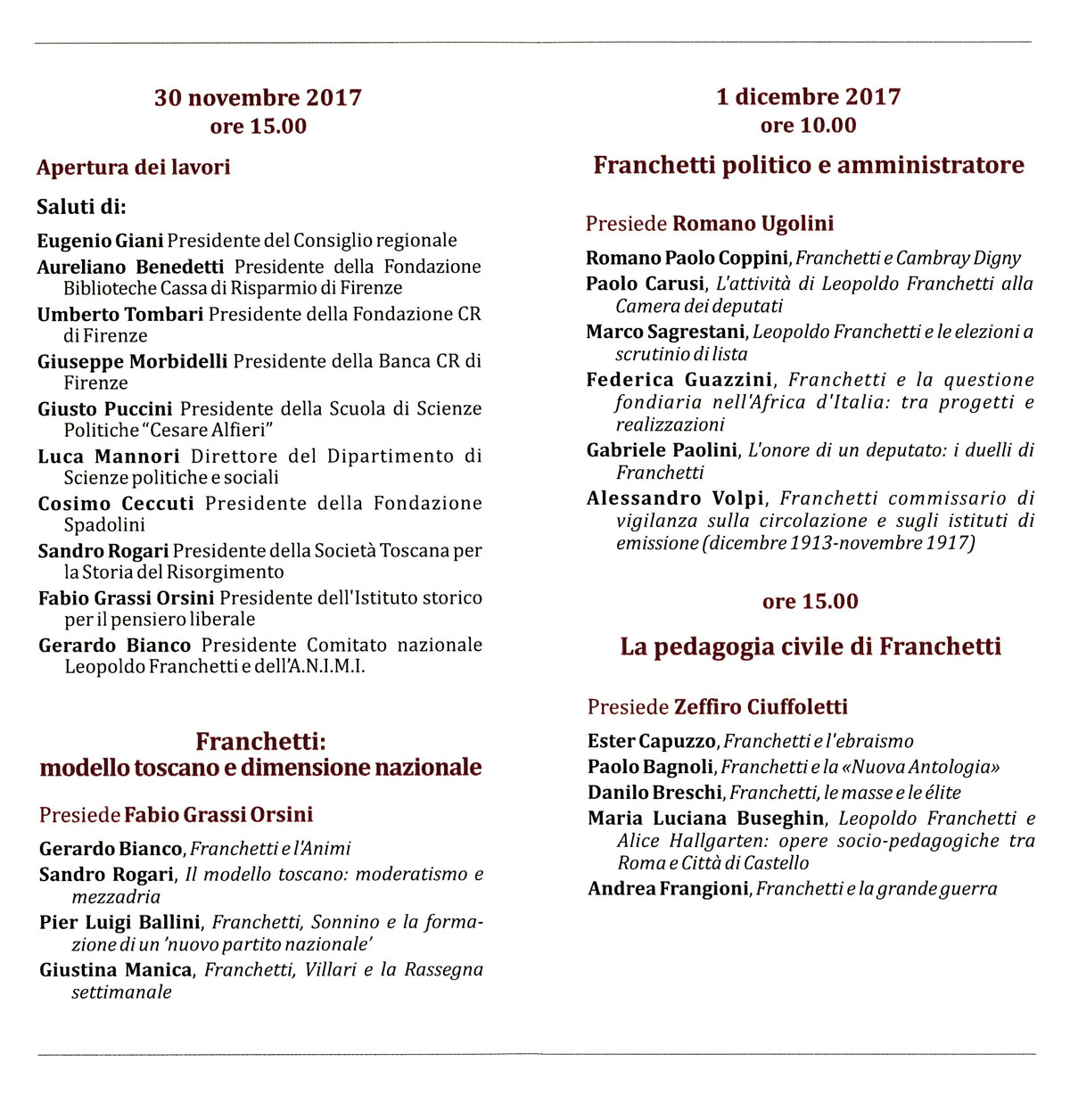 Programma: Leopoldo Franchetti, la nuova Destra e il modello toscano